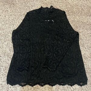 Isaac Mizrahi Live Women’s 2X Black Full Sleeve Lace Shirt
